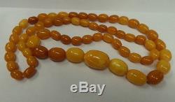 Amber Beads Necklace Antique Natural Butterscotch Baltic Egg Yolk 42 Grams