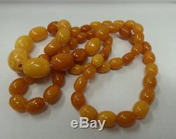 Amber Beads Necklace Antique Natural Butterscotch Baltic Egg Yolk 42 Grams
