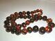 Amber Beads Necklace Cognac Baltic Round Genuine Natural 66gr Dark Cherry 21.7