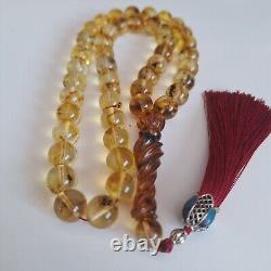 Amber Beads Rosary AMBER ROSARY Misbah Tasbih 33 round amber beads 51 gram