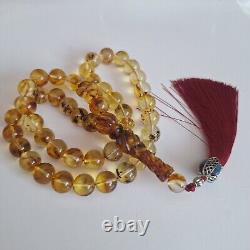 Amber Beads Rosary AMBER ROSARY Misbah Tasbih 33 round amber beads 51 gram