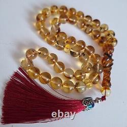 Amber Beads Rosary AMBER ROSARY Misbah Tasbih 33 round amber beads 51 gram