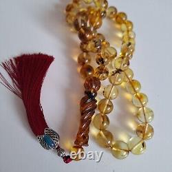 Amber Beads Rosary AMBER ROSARY Misbah Tasbih 33 round amber beads 51 gram