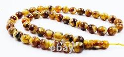 Amber Beads Rosary NATURAL AMBER Misbah Tasbih 45 prayer pressed