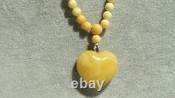 Amber Beads Round Necklace Natural Baltic With Heart Form Pendant From Europe