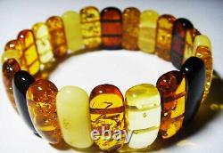 Amber Bracelet Natural Baltic Amber colorful beads bracelet on elastic gemstone