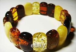 Amber Bracelet Natural Baltic Amber colorful beads on elastic A-348