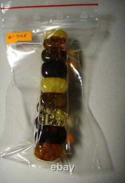 Amber Bracelet Natural Baltic Amber colorful beads on elastic A-348