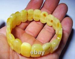 Amber Bracelet Natural Baltic Amber white butter pieces elastic 14.53gr. A-221