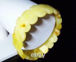 Amber Bracelet Natural Baltic Amber white butter pieces elastic 14.53gr. A-221