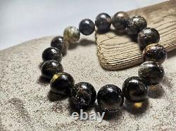 Amber Bracelet Natural Baltic Round Beaded Bracelet Dark Beads For Ladies