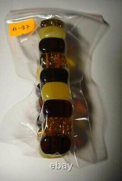 Amber Bracelet Natural baltic Amber colorful beads on elastic 21.64 gr. A-97