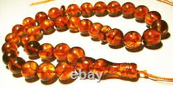 Amber Islamic 33 Prayer beads Natural Baltic Amber pressed tasbih misbaha