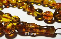 Amber Islamic Genuine Baltic Amber Rosary Tasbih Misbaha pressed