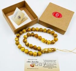 Amber Islamic Genuine Baltic Amber Rosary Tasbih Muslim Turkish Tasbih pressed