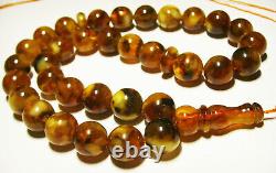 Amber Islamic Prayer Beads Natural amber Tasbih, Misbaha Tasbeeh pressed