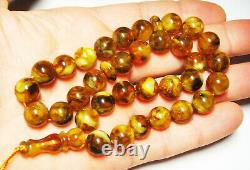 Amber Islamic Prayer Beads Natural amber Tasbih, Misbaha Tasbeeh pressed