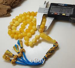Amber Islamic Prayer Tasbih Beads 45ps Natural Baltic Genuine 23,4g Egg Yolk V-3