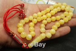 Amber Islamic Prayer Tasbih Beads 45psc Natural Baltic Genuine 30g Egg Yolk Z-07