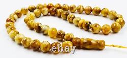 Amber Islamic prayer beads AMBER round misbah tasbih 45 beads pressed