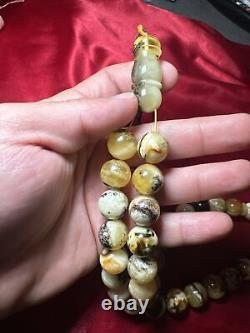 Amber Islamic prayer natural baltic Amber 100% 45 beads 85g bead size 14