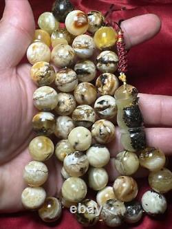 Amber Islamic prayer natural baltic Amber 100% 45 beads 85g bead size 14