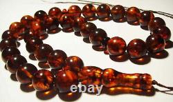 Amber Muslim Rosary Natural Baltic Amber Kehribar Tasbih Misbaha pressed