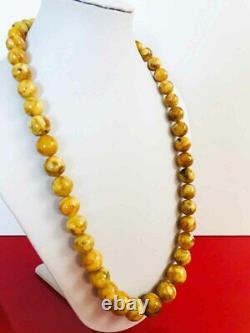 Amber Necklace Natural Baltic Amber Necklace pressed round beads 55.91gr B25