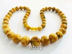 Amber Necklace Natural Baltic Amber Necklace pressed round beads 55.91gr B25