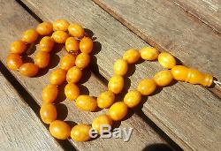 Amber PRESSED Islamic Prayer 33psc Natural Baltic 38,9g Egg Yolk Tasbih K-259