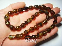 Amber Prayer Bead Muslim Prayer Beads-Natural Baltic Amber Tesbih pressed