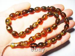 Amber Prayer Bead Muslim Prayer Beads-Natural Baltic Amber Tesbih pressed