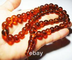 Amber Prayer Beads Genuine Baltic Amber Islam Misbaha Tasbih 45 Muslim pressed