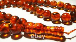 Amber Prayer Beads Genuine Baltic Amber Islam Misbaha Tasbih 45 Muslim pressed
