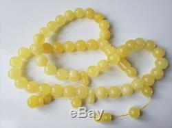 Amber Rosary Baltic 33 Prayer Beads 15.4 mm 100% Natural Islamic Tesbih 108.4gr