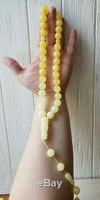 Amber Rosary Baltic Prayer 33 Beads 100%Natural Islamic Tesbih 15.6mm 80 Gr RO39
