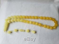 Amber Rosary Baltic Prayer 33 Beads 100%Natural Islamic Tesbih 15.6mm 80 Gr RO39