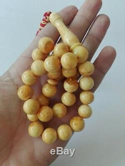 Amber Rosary Prayer Natural Beads Baltic Islamic Tesbih Misbaha 33 Muslim Misbah