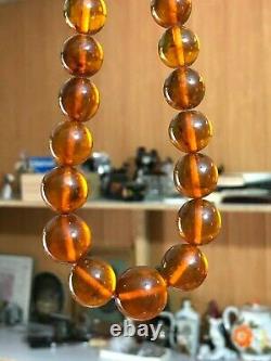 Amber beads balls natural amber cognac new necklace VINTAGE USSR BALTIC 68 gr