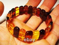 Amber bracelet Natural Amber bracelet colorful beads elastic 11.23gr