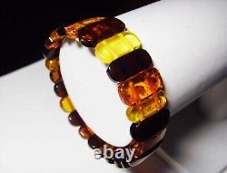 Amber bracelet Natural Amber bracelet colorful beads elastic 11.23gr