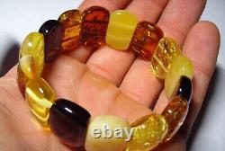 Amber bracelet Natural Baltic Amber colorful amber pieces unisex A116