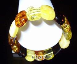 Amber bracelet Natural Baltic Amber colorful amber pieces unisex A116