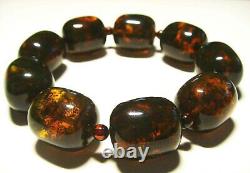 Amber bracelet Natural Baltic Amber large beads elastic pressed 33.53gr B63