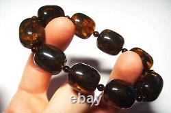 Amber bracelet Natural Baltic Amber large beads elastic pressed 33.53gr B63