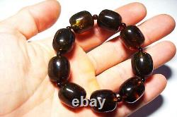 Amber bracelet Natural Baltic Amber large beads elastic pressed 33.53gr B63