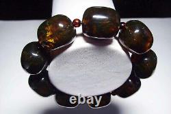 Amber bracelet Natural Baltic Amber large beads elastic pressed 33.53gr B63