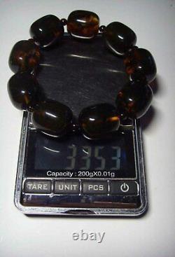 Amber bracelet Natural Baltic Amber large beads elastic pressed 33.53gr B63