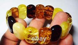 Amber bracelet Natural Baltic Amber multicolour beads bracelet amber jewelry