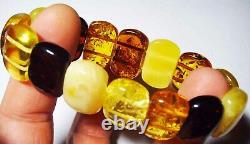 Amber bracelet Natural Baltic Amber multicolour beads bracelet amber jewelry